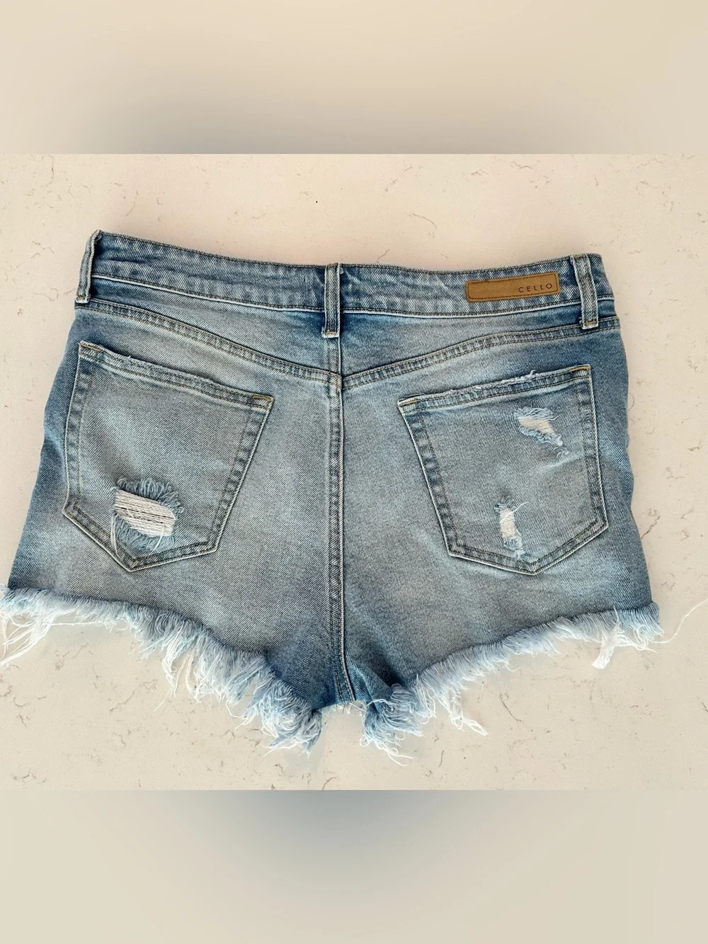 Distressed denim Cello frayed jean shorts